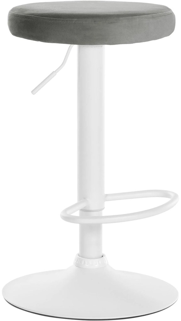 Barová stolička Ponte - zamat, biely rám - Sivá
