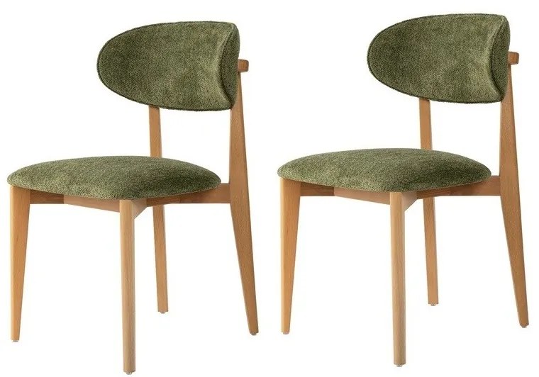 Súprava jedálenských stoličiek Lionte Green and Light Oak, 2 ks