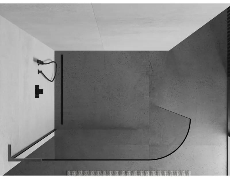 Mexen Kioto L, sprchová zástena Walk-In 110 x 200 cm, 8mm číre sklo, grafitový profil, 800-110-103-66-06