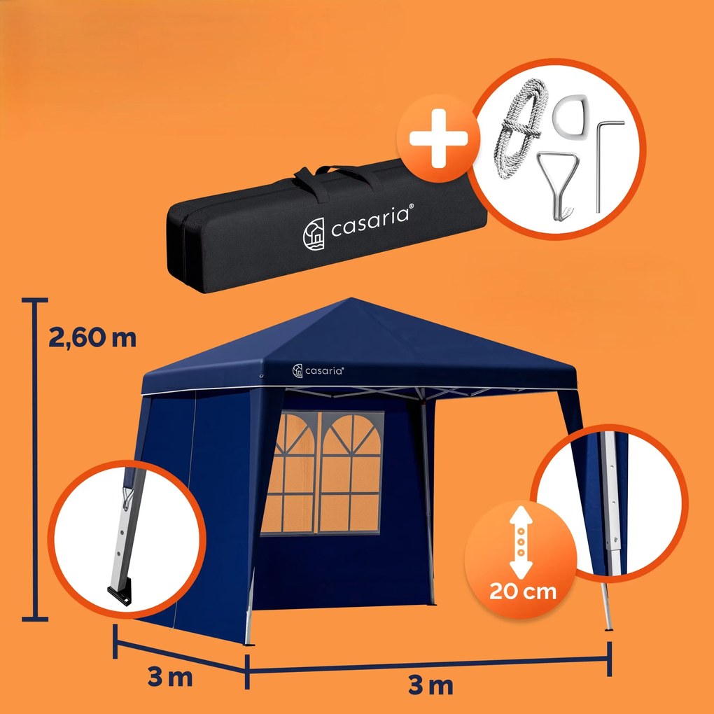 InternetovaZahrada Záhradný altánok Capri 3x3 m - 2 bočné steny - modrá