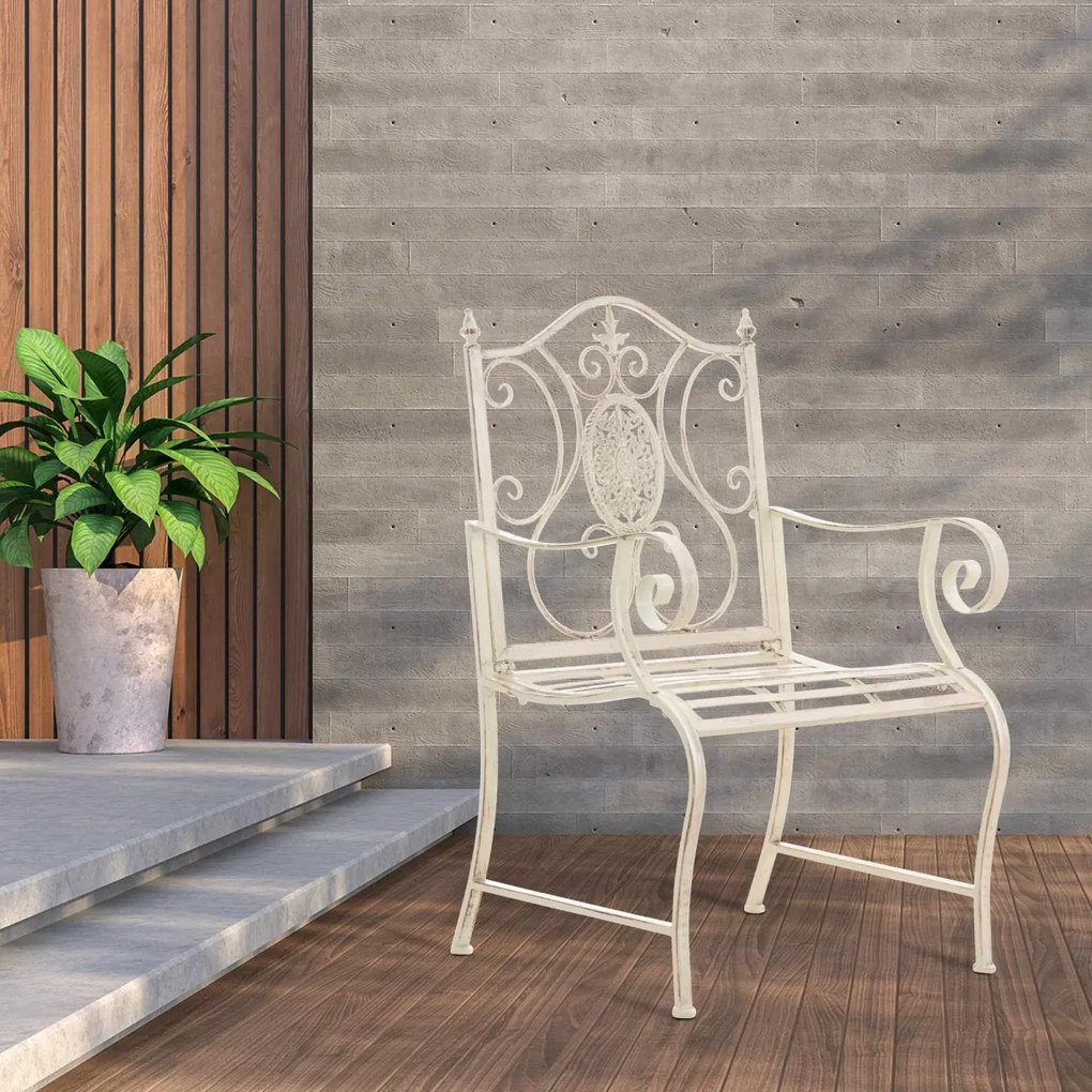 Kovová stolička Punjab s područkami (SET 2 ks) - Krémová antik