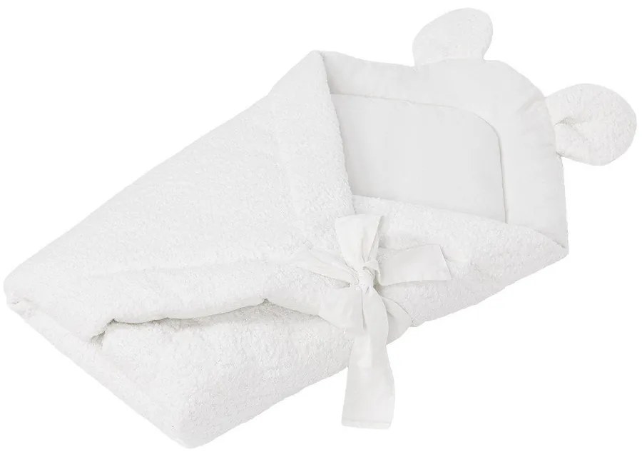 Biela detská zavinovačka z materiálu buklé 35x65 cm – Meowbaby