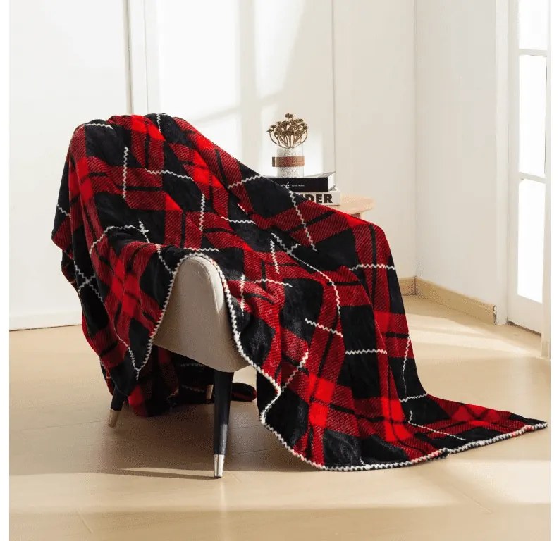 Mikroplyšová deka ALBURY, červená Rozmer: 160 x 200 cm