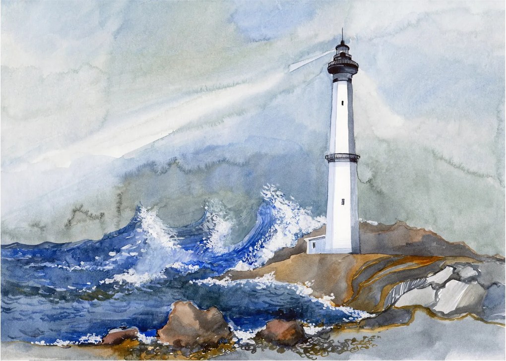 Sklenený obraz maľby majáku (70x50 cm)