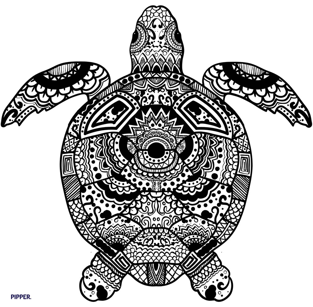 PIPPER. Nálepka na stenu "Mandala korytnačka"