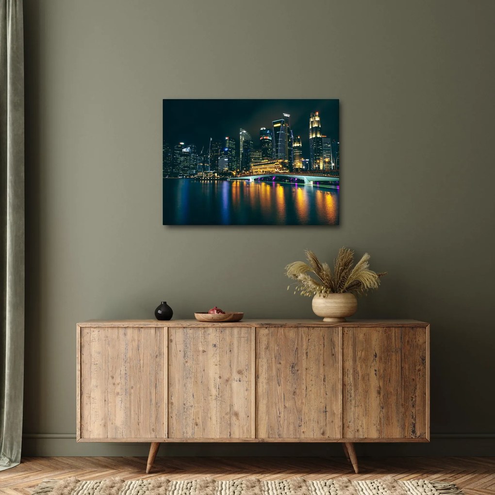 Obraz nočného Singapuru (70x50 cm)