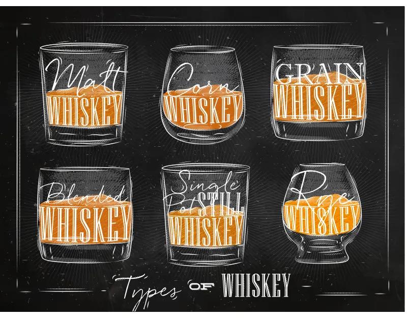 Ceduľa Types of Whiskey
