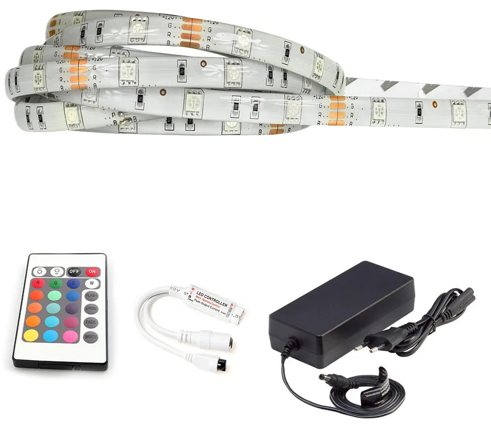 ECOLIGHT LED pásik - RGB 5050 - 5m - 30LED/m - 7,2W/m - IP65 - komplet