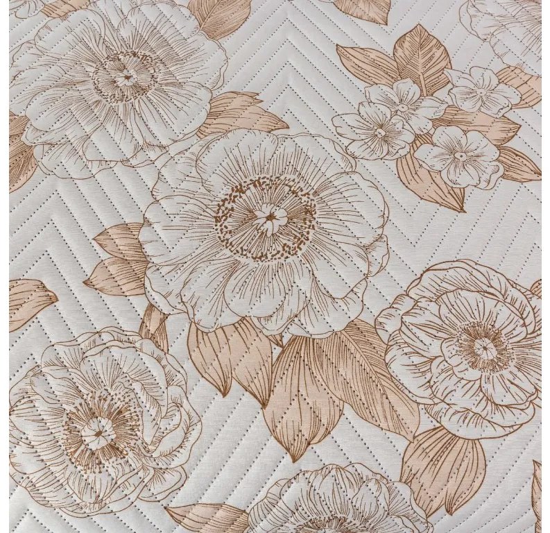 Prehoz na posteľ PETALIS krémový / hnedý Rozmer: 220 x 240 cm