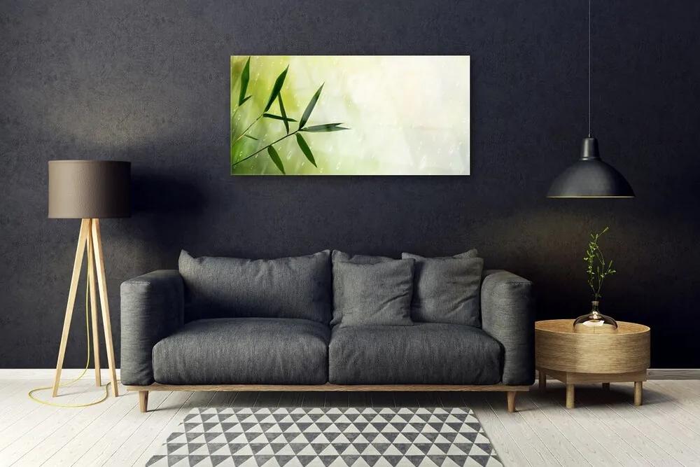 Obraz na skle Listy dážď 125x50 cm