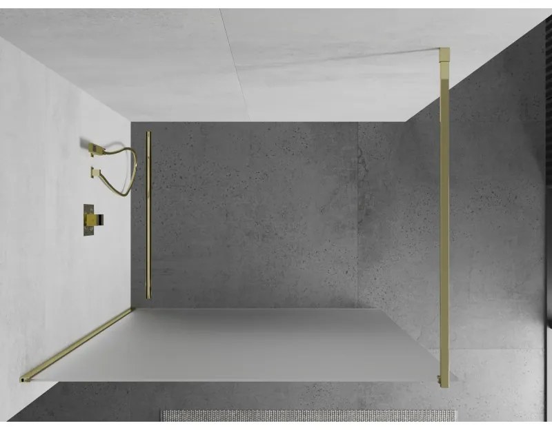 Mexen Kioto sprchová zástena 90x200 cm 8 mm, zlatý profil, sklo efekt námrázy, 800-090-101-50-30