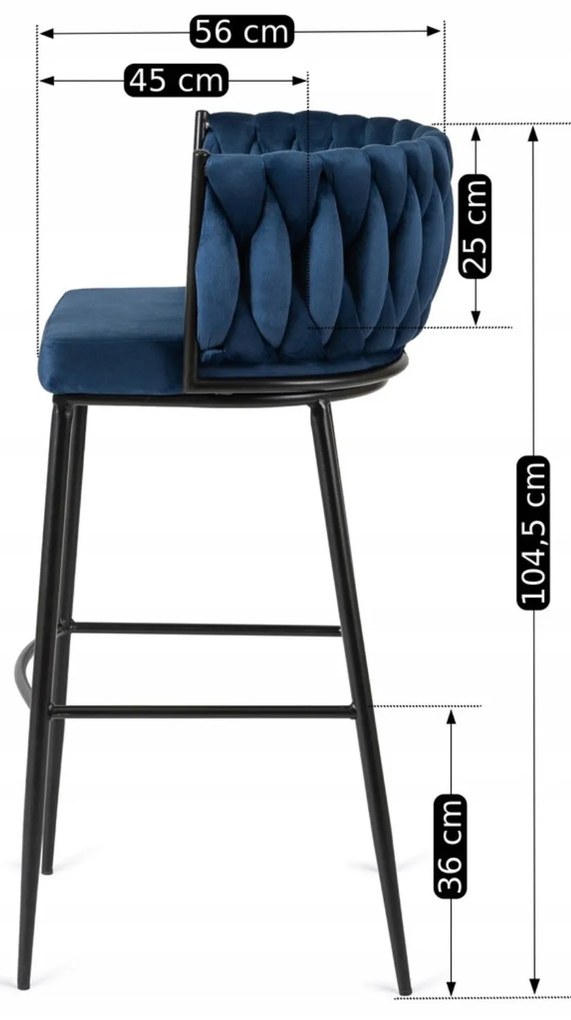 Barová židle Flores 60 cm černá/modrá