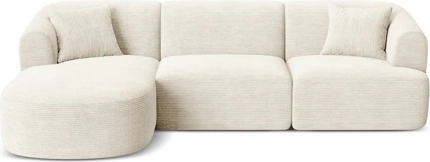 Béžová menčestrová rohová pohovka (ľavý roh/s leňoškou) Campi – Cosmopolitan Design