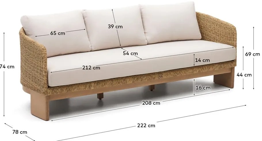 Béžová/v prírodnej farbe záhradná pohovka z umelého ratanu Xoriguer – Kave Home