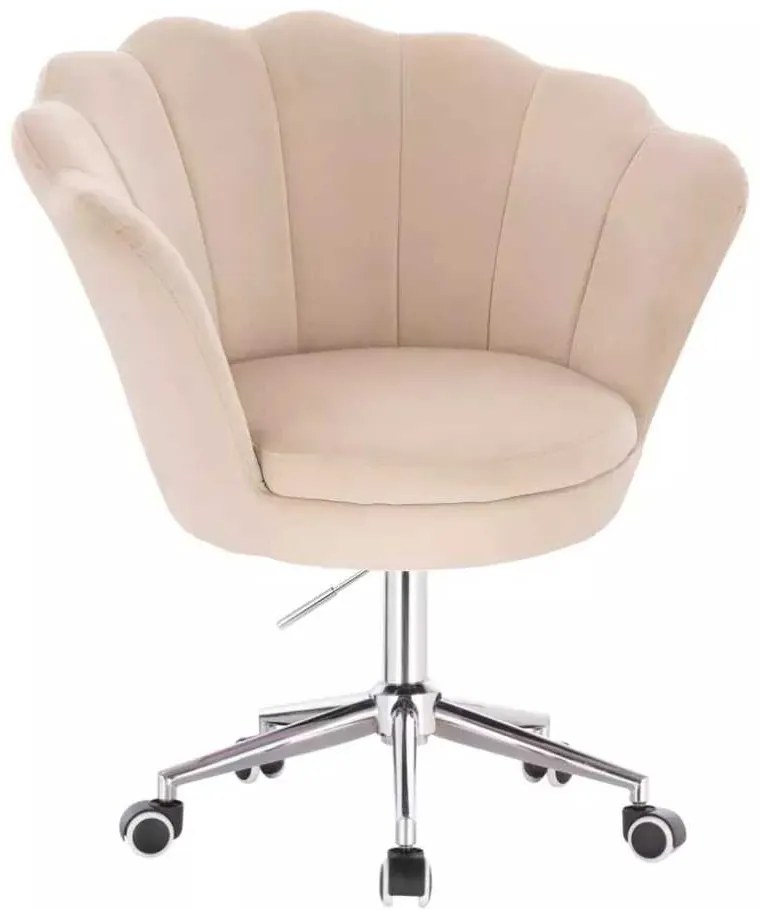 LuxuryForm DESIGN Kreslo FREY VELUR na striebornej podstave s kolieskami - krémové