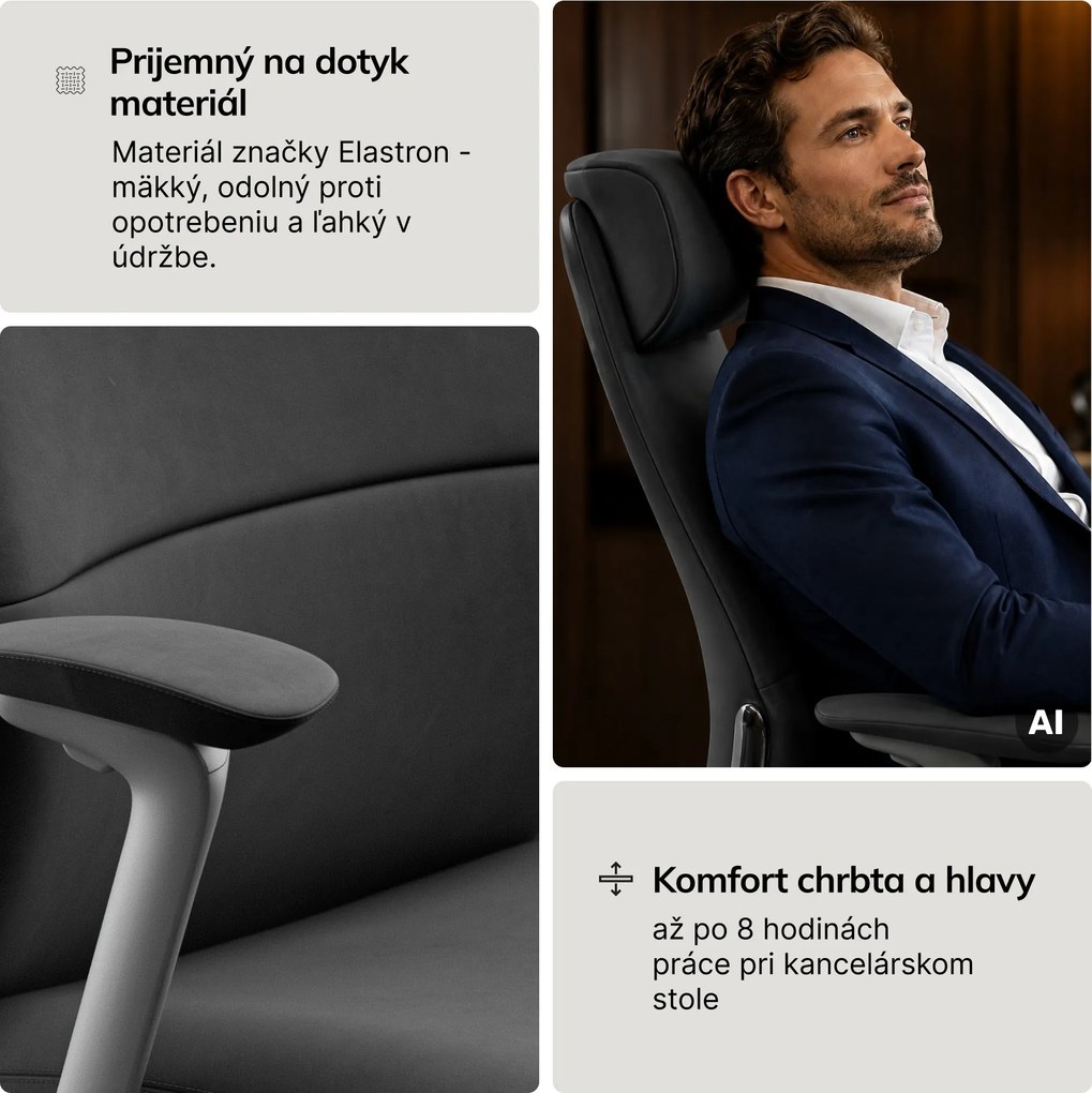Kreslo kancelárske čalúnené riaditeľské sivé: COMMAND