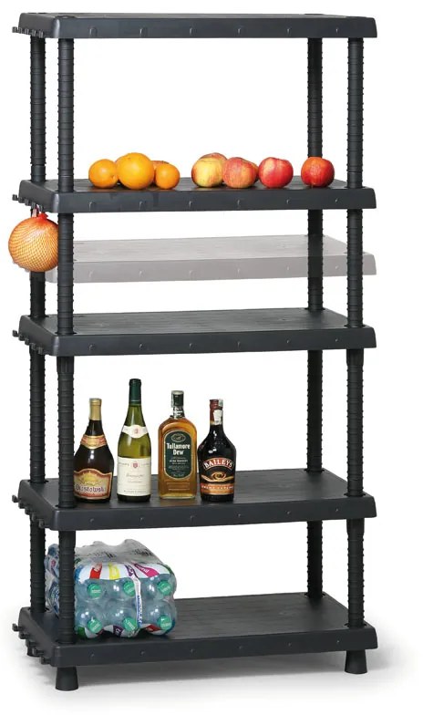 Plastový regál, nastaviteľné police, 1645 x 820 x 400 mm