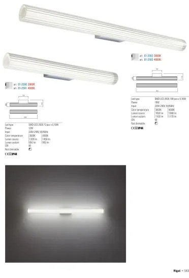 Redo 01-2592 - LED kúpeľňové osvetlenie na zrkadlo RIGAL LED/18W/230V IP44 chróm/biela