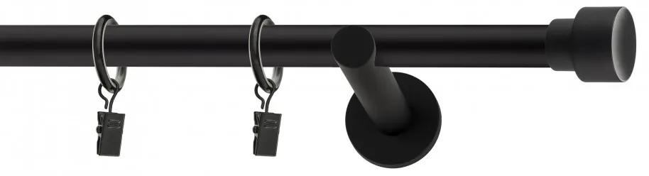 Dekorstudio Garniža jednoradová SLICK čierna matná 19mm Dĺžka: 120cm, Typ uchytenia: Držiak modern, Typ príslušenstva: Krúžky tiché so štipcami