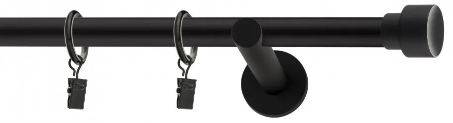 Dekorstudio Garniža jednoradová SLICK čierna matná 19mm Dĺžka: 120cm, Typ uchytenia: Držiak otvorený, Typ príslušenstva: Krúžky tiché so štipcami