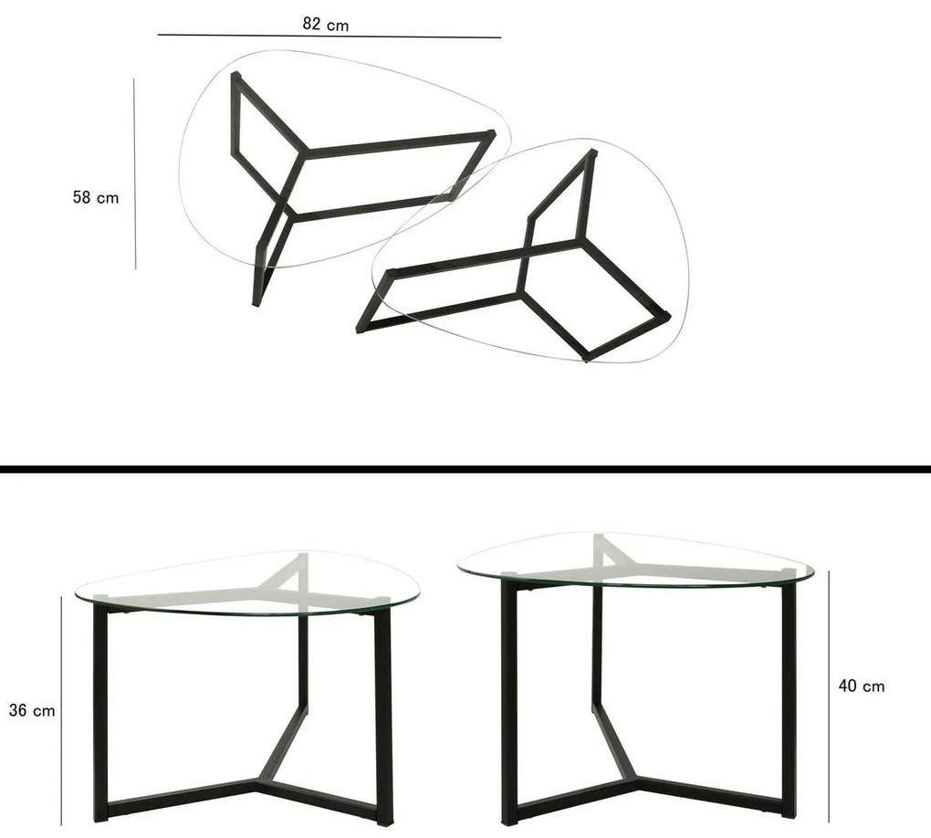 Súprava konferenčných stolíkov Bellisimo Black, 2 ks