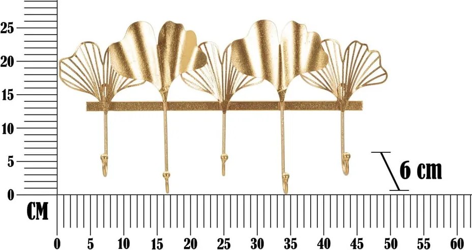 Kovový nástenný vešiak v zlatej farbe Leaves - Mauro Ferretti