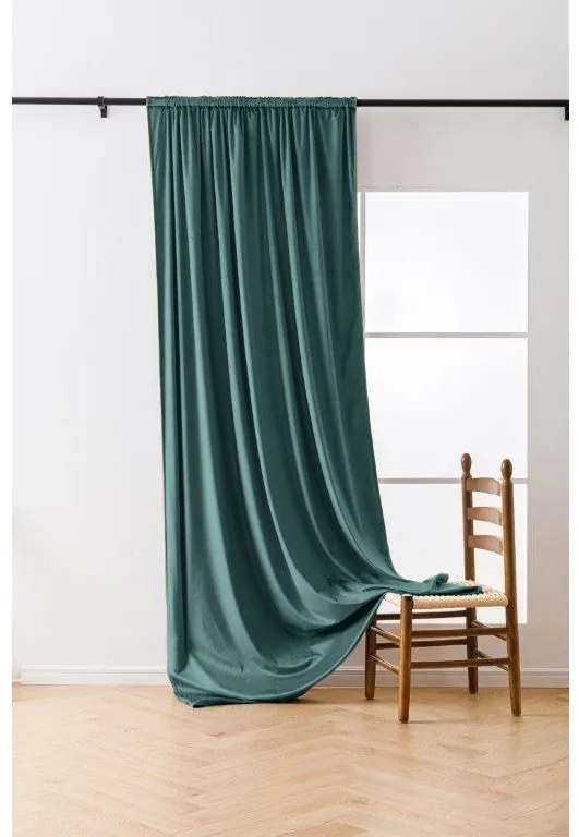 Zatemňovací záves VELVET 140x270 cm, tyrkysový Zavesenie: Riasiaca páska