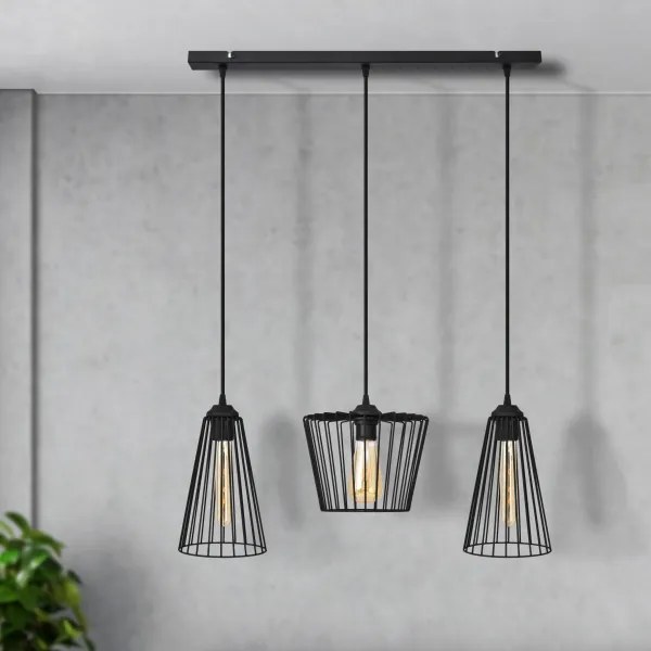 Luster na lanku TORRI 3xE27/15W/230V čierna