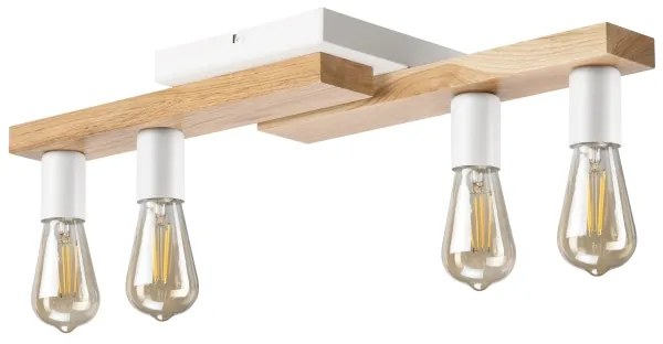 Prisadený luster MATTE 4xE27/15W/230V biela/dub