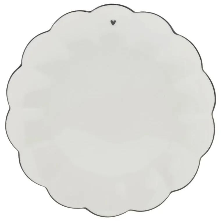 Dessert Plate Ruffle White/edge black 19 cm