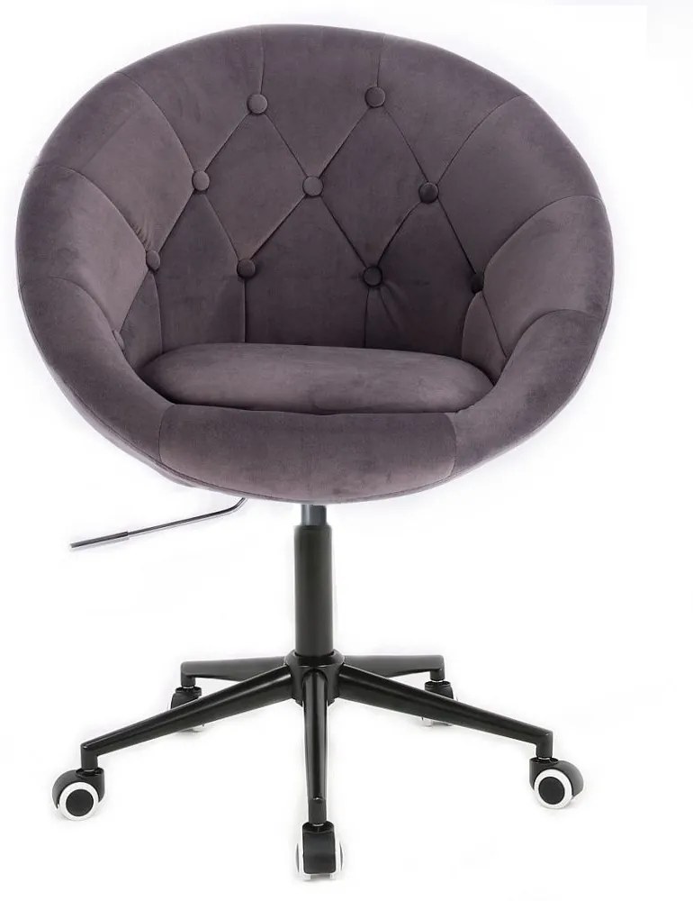 LuxuryForm DESIGN Kreslo VERA VELUR na čiernej podstave s kolieskami - tmavo šedé