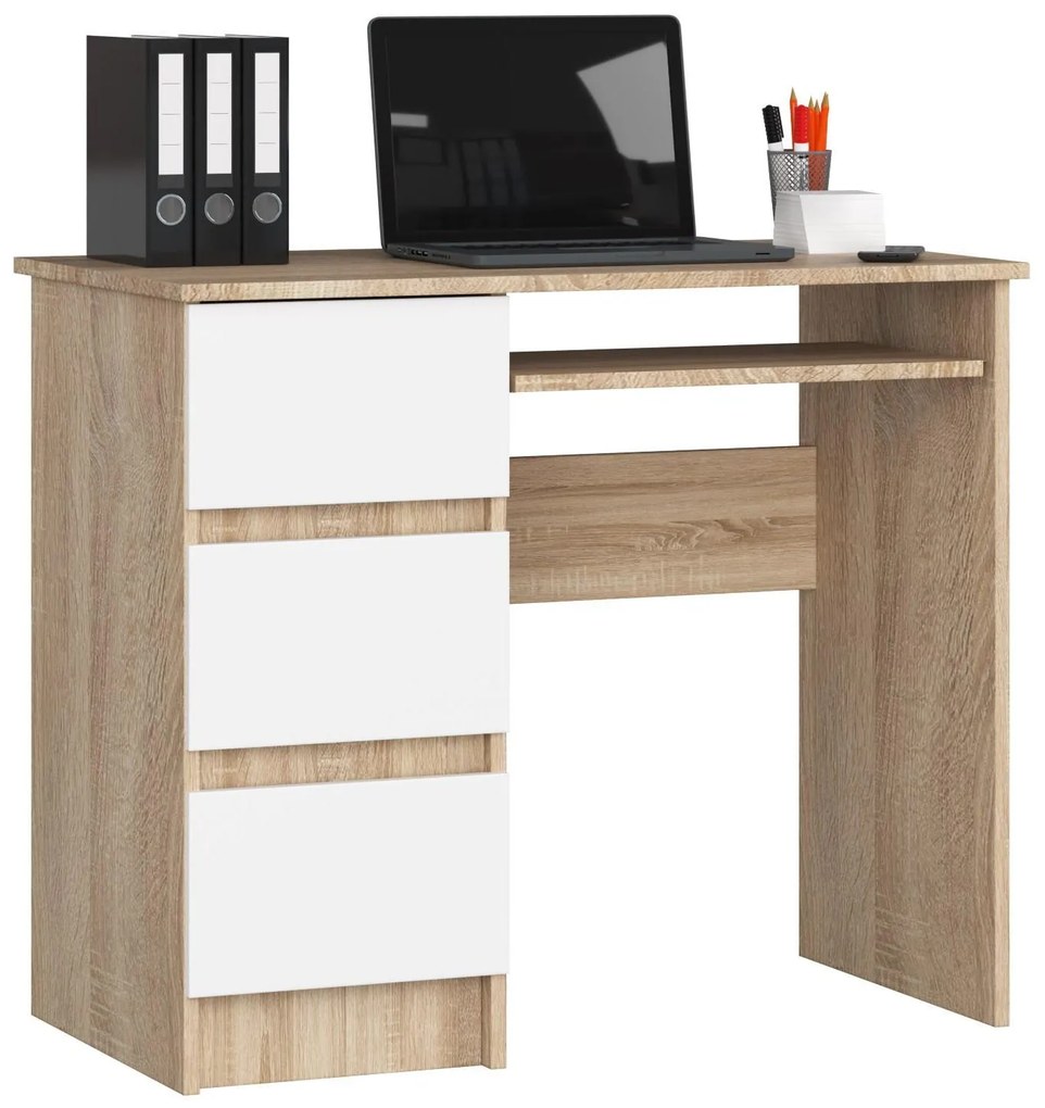 PC stolík Benicio (dub sonoma + biela) (L). Akcia -16%. Vlastná spoľahlivá doprava až k Vám domov. 1128533