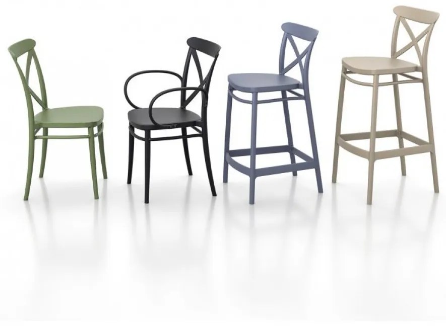 CROSS BAR 75 záhradná barová stolička olive green