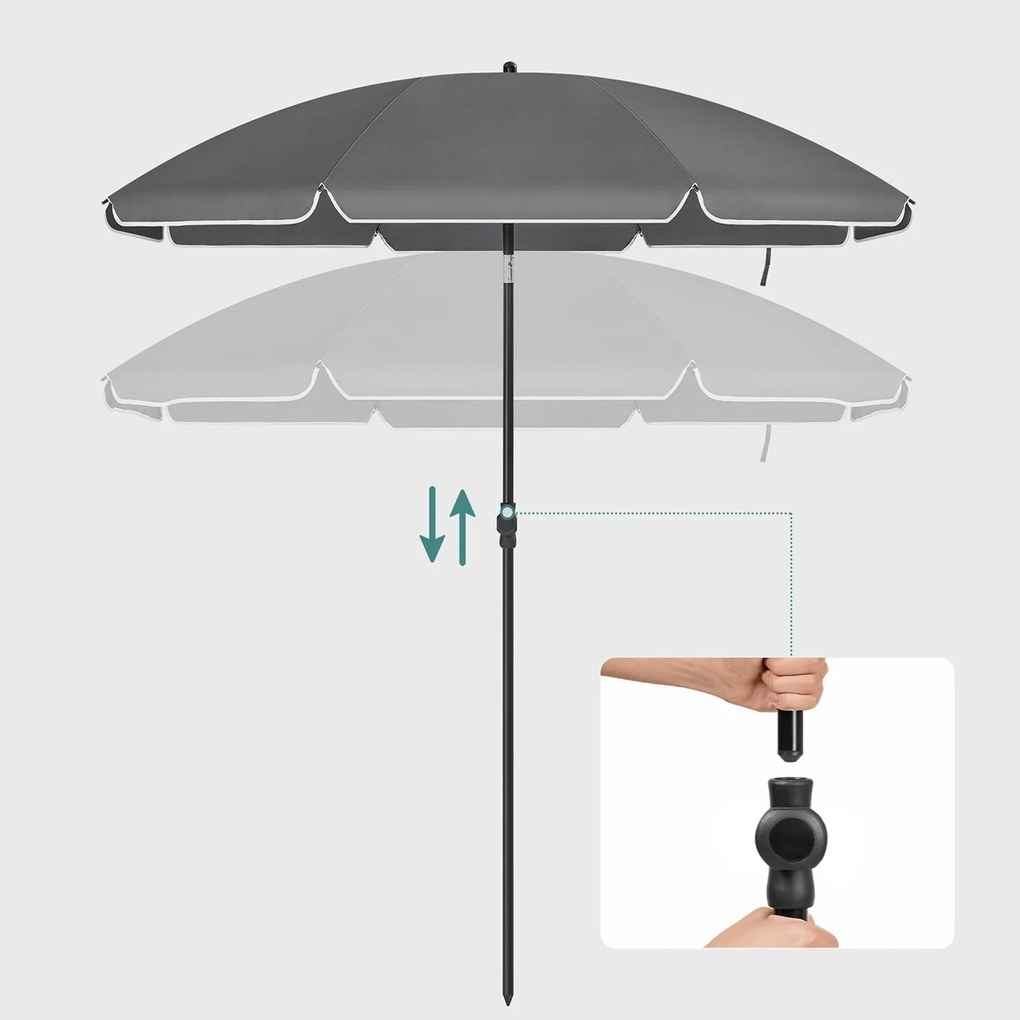 Slnečník SOLARA, Ø160cm, šedá SongmicsHome