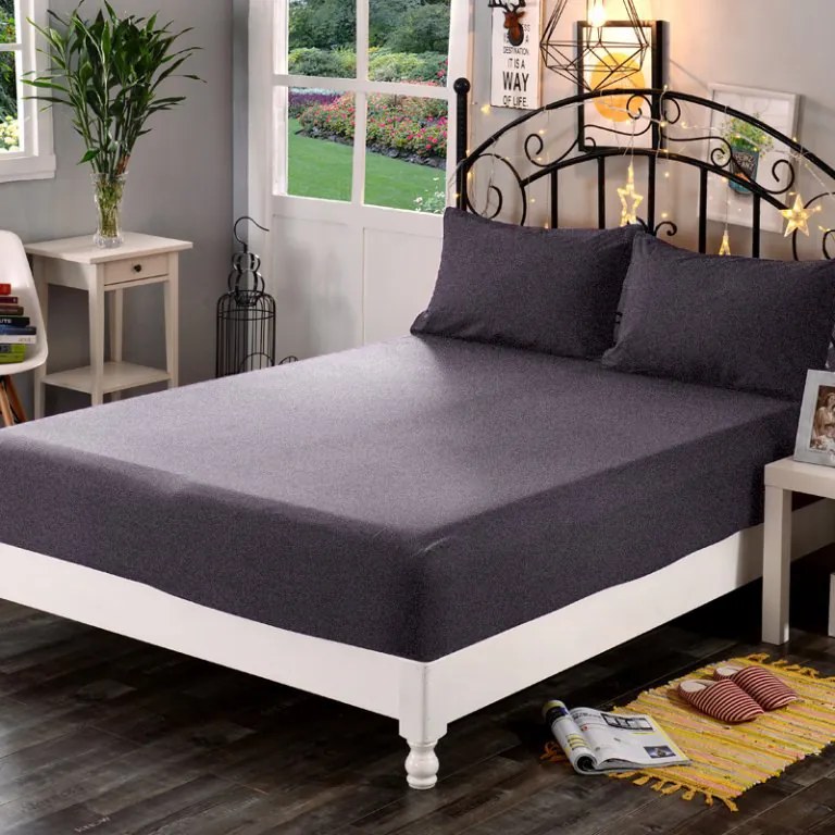 Napínacia Plachta Froté Tmavo Šedá Bavlna Rozmer: 180 x 200 cm