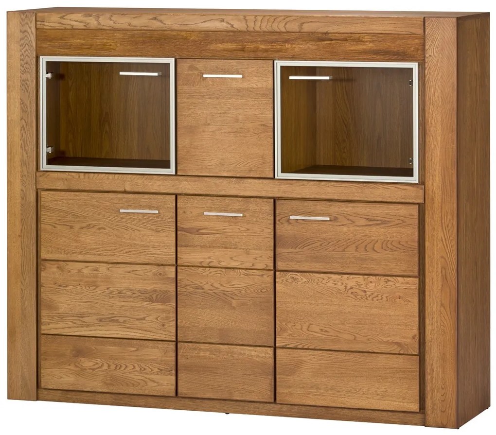 Komoda Velvet II 48 161 cm z masivu s LED osvětlením dub Rustikal