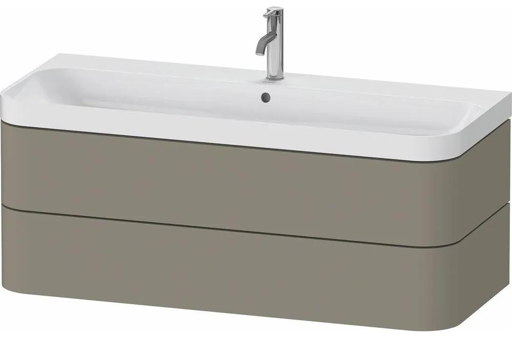 DURAVIT Happy D.2 Plus c-shaped závesná skrinka s nábytkovým umývadlom s otvorom, 2 zásuvky, 1175 x 490 x 480 mm, kameňovo šedá matná lakovaná, HP4349O92920000