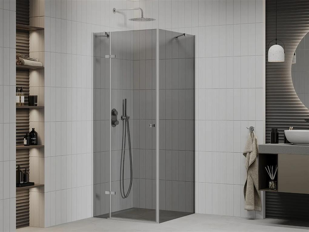 Mexen Roma, sprchovací kút 100 (dvere) x 100 (stena) cm, 6mm šedé sklo, chrómový profil, 854-100-100-01-40