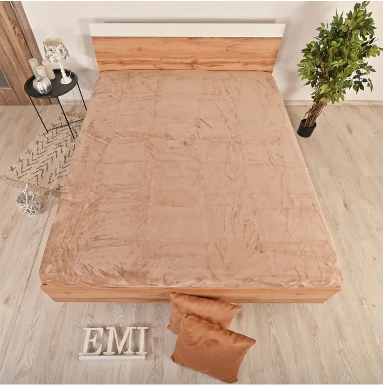 Plachta posteľná z mikroplyšu hnedá EMI, Plachta 180x200