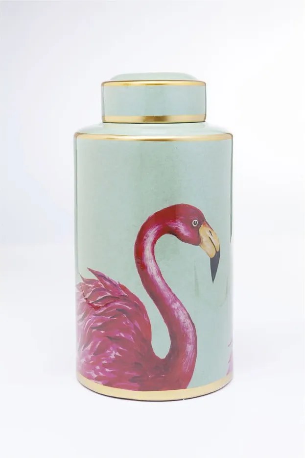 Dekoratívna dóza Kare Design Flamingos, výška 39 cm