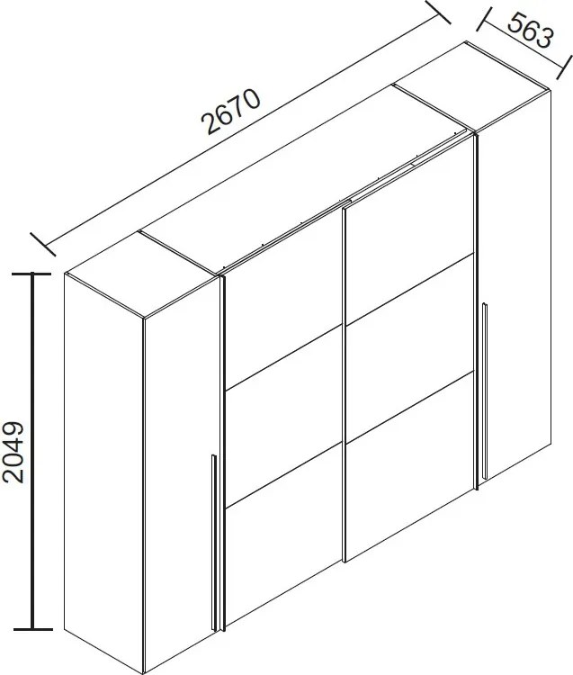 Šatníková skriňa Maturs, 267 cm, biela