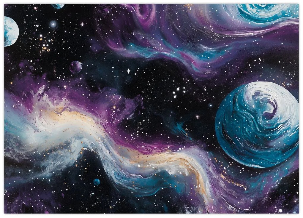 Sklenený obraz - Maľovaný vesmír (70x50 cm)