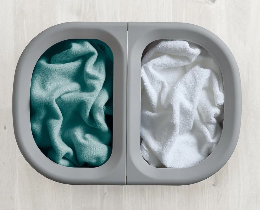 Svetlosivý látkový kôš na bielizeň 2x40 l Duo – Joseph Joseph