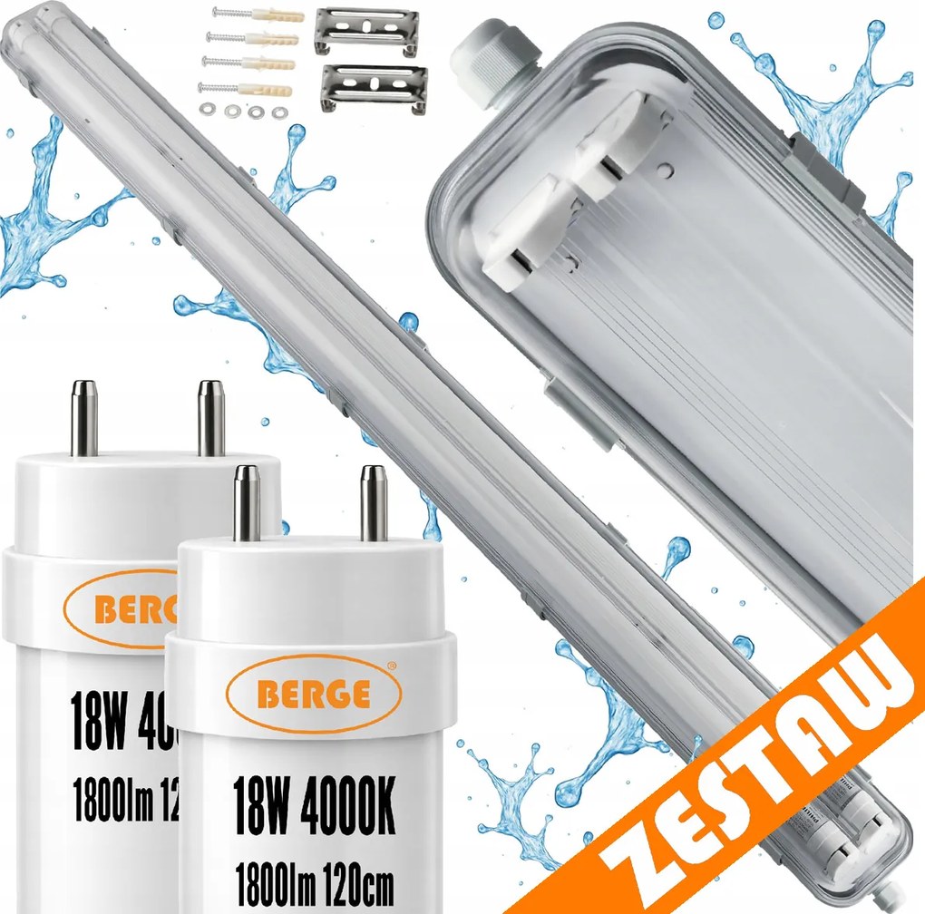 SADA Hermetické svietidlo s reflektorom 120cm 36W 3600lm 4000K + 2x LED žiarivky