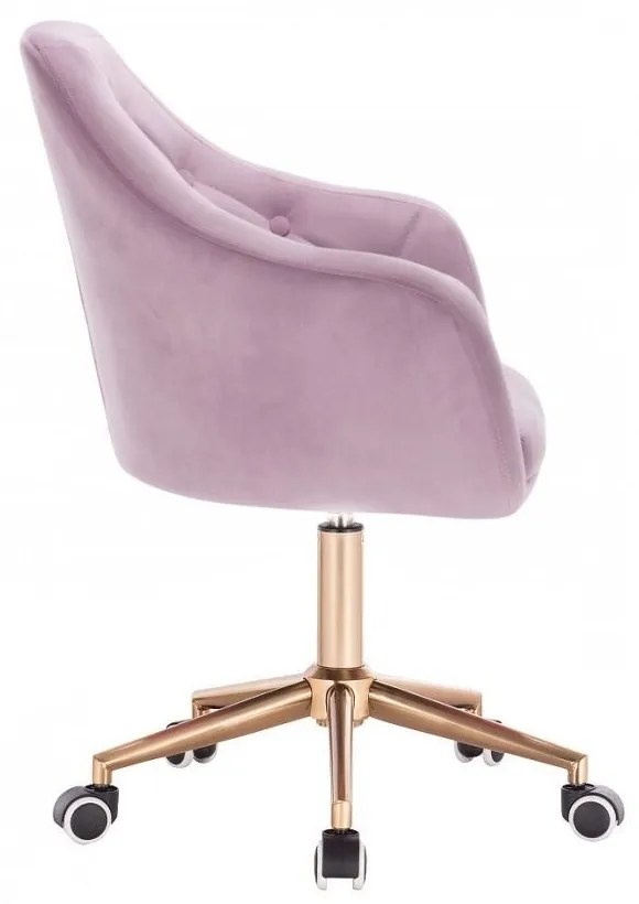LuxuryForm DESIGN Kreslo ANDORA VELUR na zlaté podstave s kolieskami - levanduľa