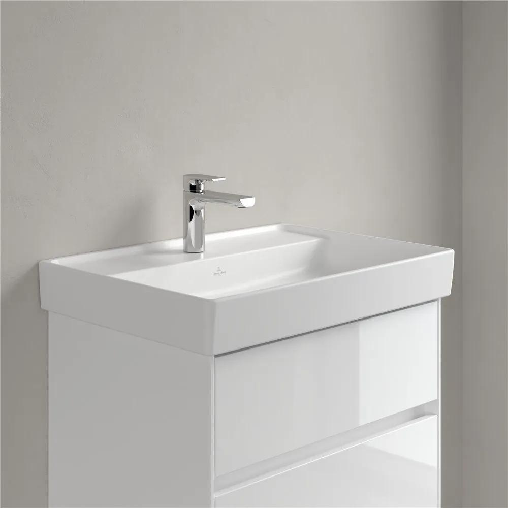 VILLEROY &amp; BOCH Collaro závesné umývadlo s otvorom, bez prepadu, 650 x 470 mm, Stone White, s povrchom CeramicPlus, 4A3366RW