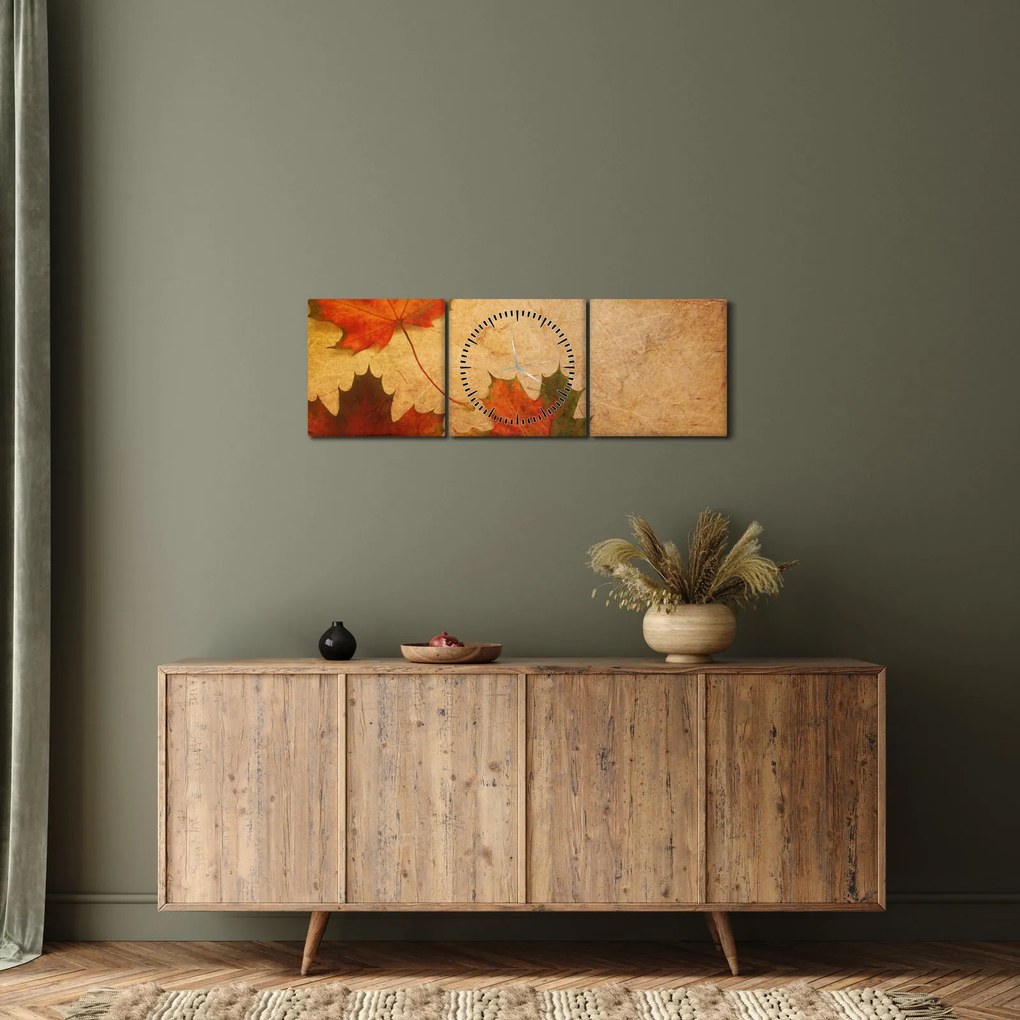 Obraz s jesenným motívom (s hodinami) (90x30 cm)