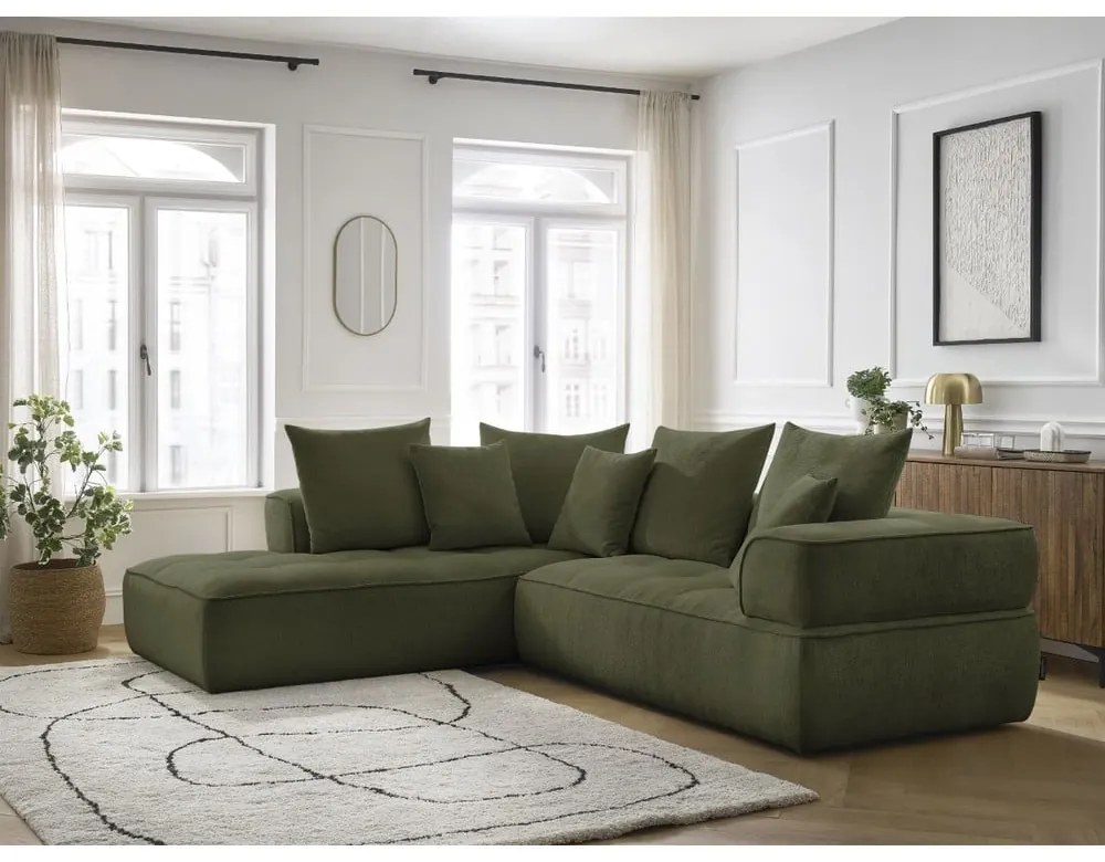 Zelená ženilková rohová pohovka (ľavý roh/do L) Whesley – Bobochic Paris