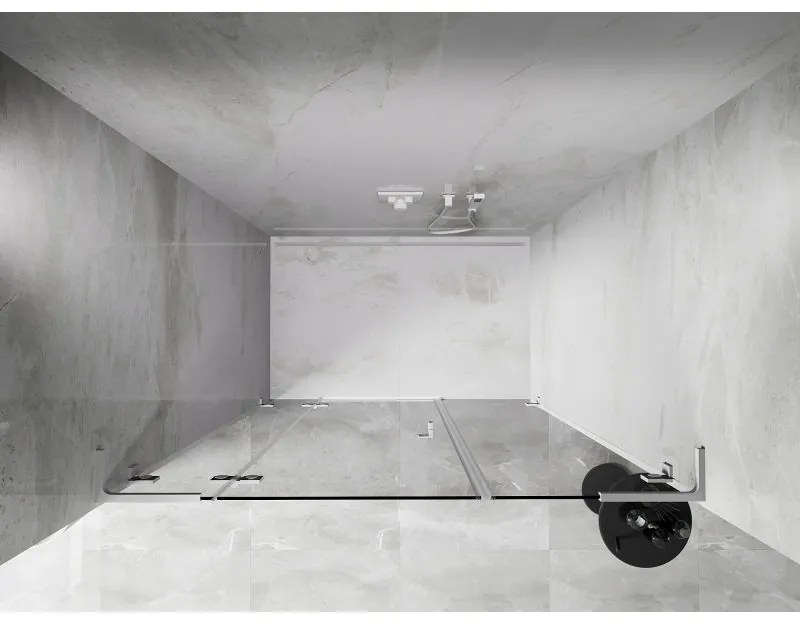 Mexen Lunar L, ľavé otočné sprchové dvere 120 cm, 8mm číre sklo, biely profil, 834SL-120-050-20-00-L