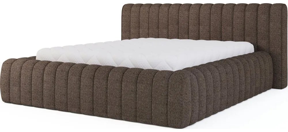 Hnedá čalúnená dvojlôžková posteľ s úložným priestorom s roštom 140x200 cm Carilla – ELTAP